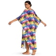 thumbnail image 2 of Xixirimido Colorful Paint Palm Trees Print Womens Plus Size Kaftan Dress V Neck Batwing Sleeve Beach Cover Up Swimsuit Coverups Summer Lounge Caftan Dress, 2 of 7