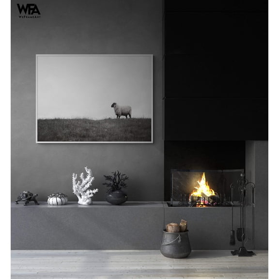 Sheep Photography Wall Art, Framed Black and white Country Print, Farmhouse Wall Art,Rustic Farmhouse Art,Framed Wall Art,Oversized Wall Art