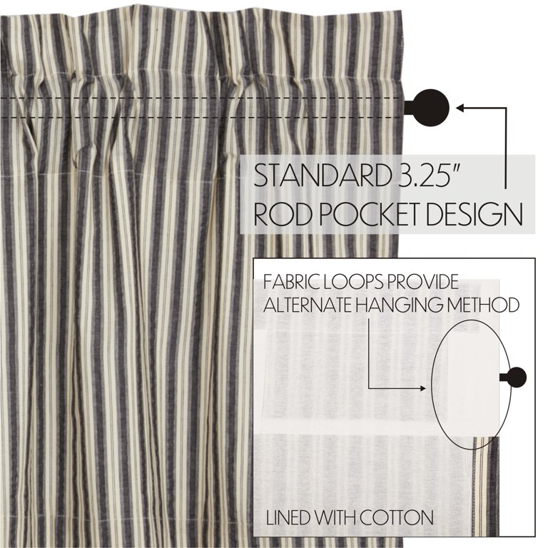 ★MUCENT★ Unbalanced slit top charcoal white P00000IR VHC Brands Grain Sack Charcoal Black Stripe Farmhouse