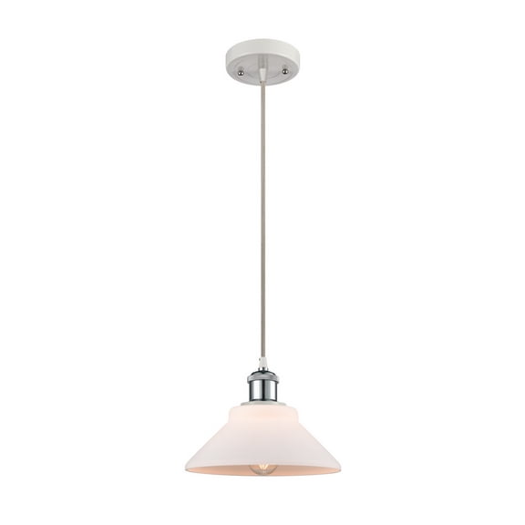 Innovations 516-1P-WPC-G131-LED Orwell 1 Light Mini Pendant part of the Ballston Collection, White and Polished Chrome