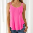thumbnail image 2 of Razzly Women's Strappy Tank Top Round Neck Jacquard Sleeveless Layering Camisole for Daily Wear Versatile Basic for Every Occasion(Hot Pink,M), 2 of 5