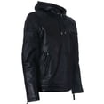 thumbnail image 2 of Mens Classic Hooded Leather Bomber Jacket-Chorleywood in Black, 2 of 5