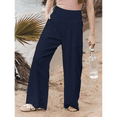 thumbnail image 2 of Women Linen Palazzo Pants Navy Blue M, 2 of 7