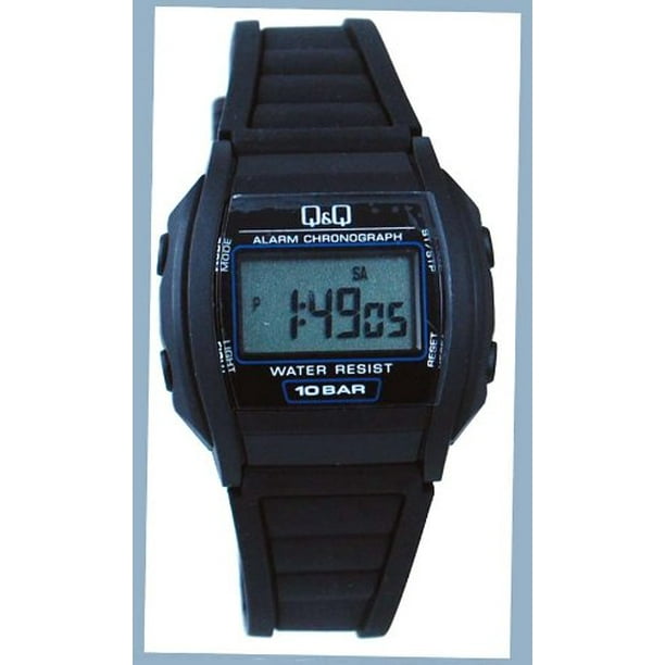 Q Q Q Q Ml01j102y Men S Black Rubber Band Alarm Lcd Digital Watch Walmart Com Walmart Com