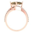 thumbnail image 4 of 2.3075 ct Princess Cut Simulated Champagne Diamond Solitaire with Simulated Diamond Accents 14K Rose Gold Womens Engagement Ring, 4 of 5