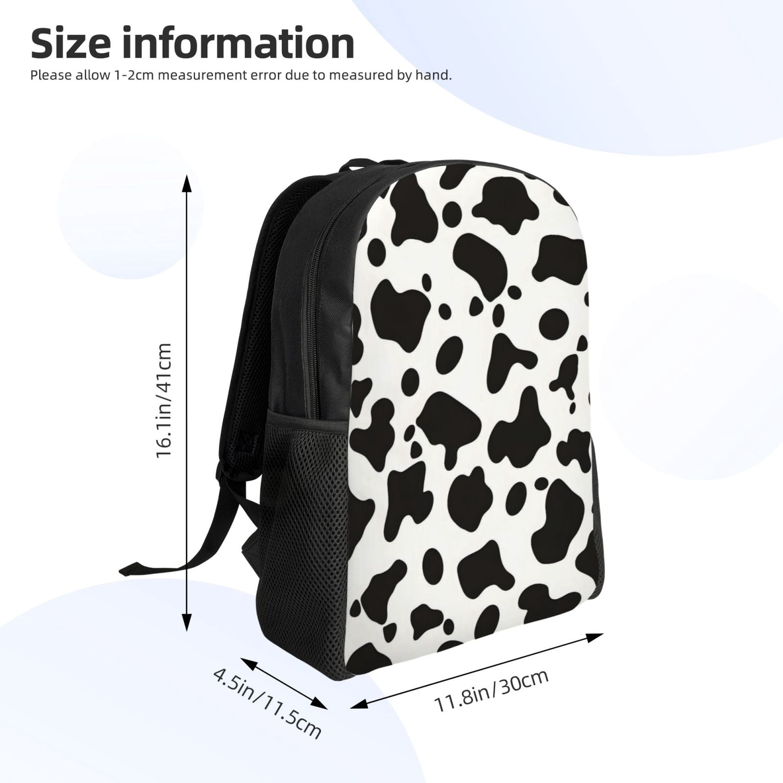 Single Side Full Backpack 16.1×11.8×4.5in Large Capacity Breathable Shoulder Belt Leisure Simple And Strong Bearing Capacity Simple Cow Print Pattern, Vector Art Style_3