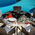 thumbnail image 4 of Black Red Christmas Fitted Tablecloth with Elastic Edged, Round Table Cloth for Dining Table, Gnomes Xmas Tree Snowflake Winter Gifts Waterproof Oil Proof Table Cover for Indoor Outdoor 55"-60", 4 of 9