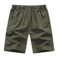 thumbnail image 2 of Pink Season Mid-rise Elastic Waistband Pockets Men Shorts Mid-aged Father Casual Wide Leg Shorts, 2 of 8