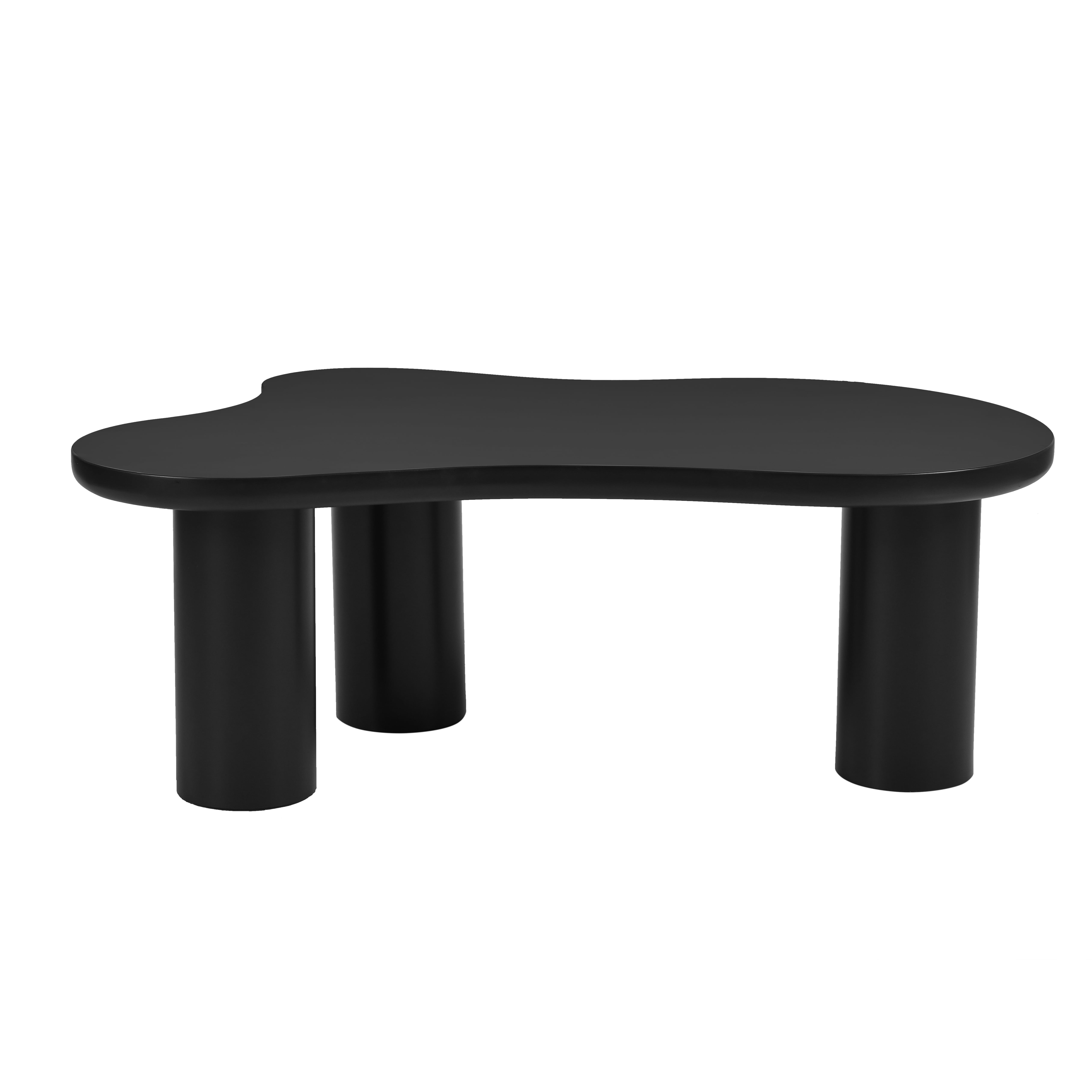 MAYEERTY 44'' x 25.9'' Easy Assembly Cloud Coffee Table with 1.5'' Thick Tabletop, Cream Style Irregular End Table with 3 Sturdy Legs, Sleek Center Table with Round Edge for Living Room, Black