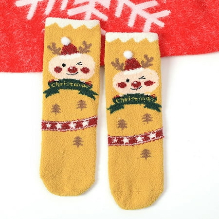 

KEUSN Christmas Children Coral Pile Warm Parents And Children Socks Cartoon Kids Socks