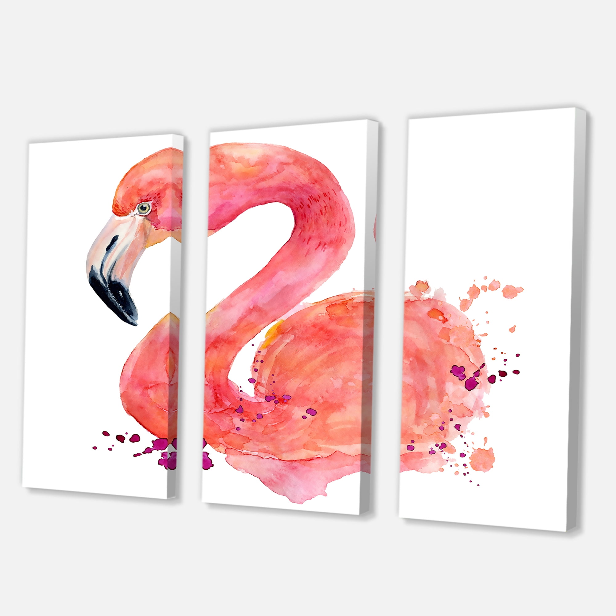 Designart ' Abstract Portrait of Pink Flamingo I ' Farmhouse Canvas Wall Art Print