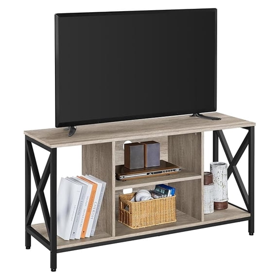 TV Stand for up to 55 Inch TVs, Media Entertainment Center with Storage Shelves for Living Room, Gray