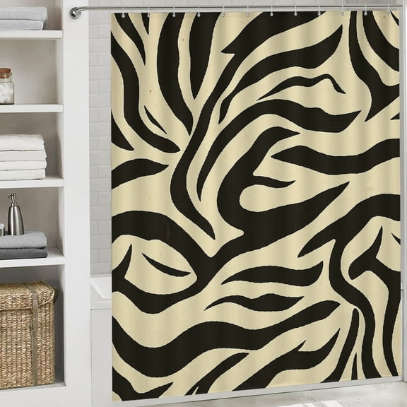 PRATYUS Vintage Black Zebra Print Shower Curtain Waterproof Polyester 70.8x70.8 Inches White