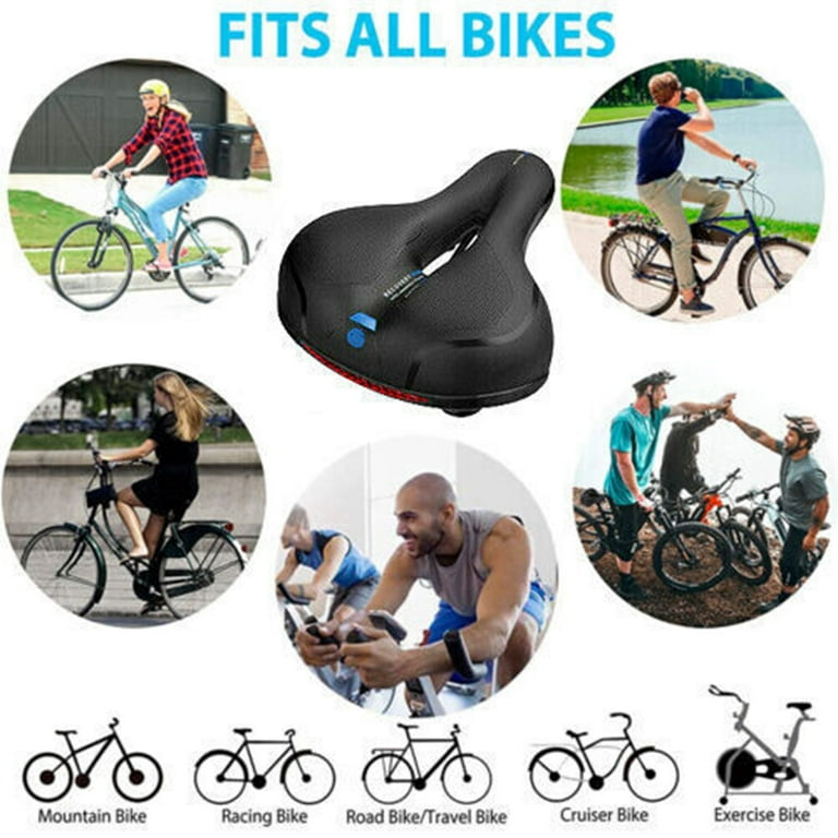 Extra Wide Comfort Saddle Bicycle Seat Pad Soft Padded Mountain Bike Gel Saddle