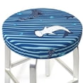 thumbnail image 3 of Fotbe Sharks on White Blue Striped Stool Covers Round,Waterproof Round Bar Stool Covers Bar Chair Covers Washable Stool Cushion Slipcover for 12-14 Inch Chair-, 3 of 7