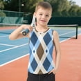 thumbnail image 6 of Brown and Blue Argyle Pattern Plaids Vest Undershirt Tank Top Sleeveless Quick Dry M, 6 of 7