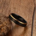 thumbnail image 5 of Black Tungsten Men's Wedding Band with Gold Edges | Stepped Edge Design | 5mm Comfort Fit Men's Engagement Ring | Lifetime Warranty, 5 of 7