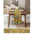 thumbnail image 3 of nqOlkjepod Sunflowers Table Runner 60 Inches Long Farmhouse Dress Scarves, Botanical Floral Butterfly Brown Wooden Grain Dining Tablerunner for Coffee Table/Kitchen Island/Party Décor, 13" x 60", 3 of 8