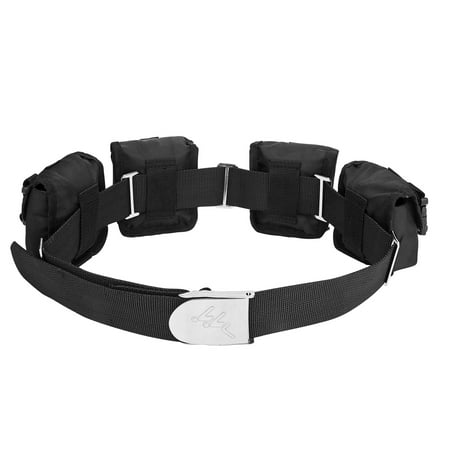 GOGHOST Scuba Weight Belt with Detachable 4 Pockets, Quick-Release Buckle Diving Pocket Weight Belt + 5 Pieces Weight Keepers, Adjustable Snorkeling Webbing Weight Pouch Belt fit for Waist 32" to 52"
