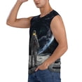 thumbnail image 3 of Lsque Astronaut Standing In The Moon Print Men's Cotton Blend Sleeveless Muscle Shirts (S-3XL)- Moisture Wicking, Odor Protection, UPF 30+,Large, 3 of 8