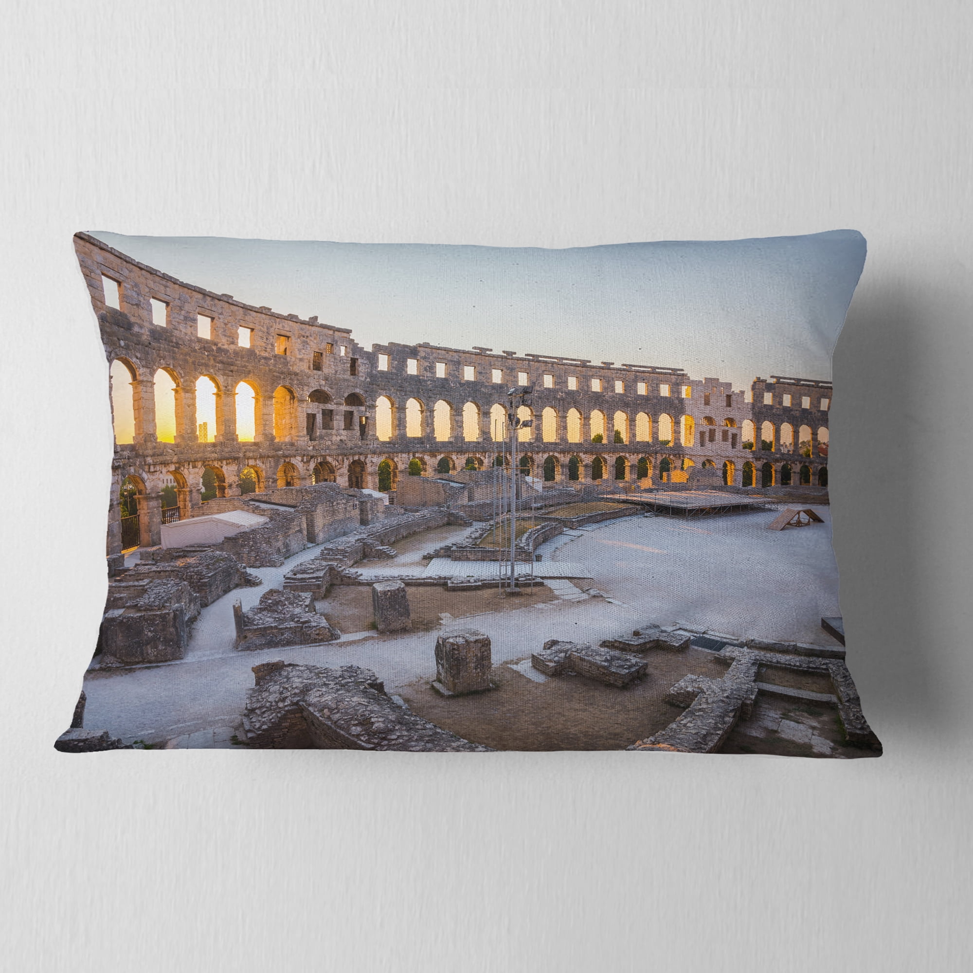 Designart 12" x 20" Blue Polyester Throw Pillow