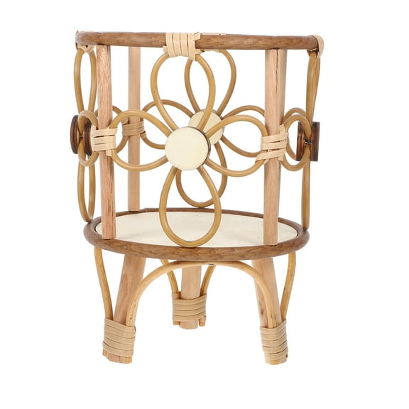 Himition Handwoven Rattan Planter Stand Wood Potted Plant Holder With Legs Heavy Duty Flower Pots Supports For Indoor Plants For Home Office Balcony Garden Decor