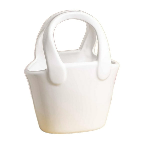 yotijay Ceramic Flower Vase Decorative Handbag Vase for Kitchen Garden Dinning Table White