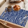 thumbnail image 3 of Vintage Wave Lines Placemats Set of 4 Classic Minimalist Striped Navy Blue Place Mats Indoor Wipeable Table Mats Washable Cloth Dining Table Placemats for Kitchen Holiday Party Home Decor 13x19 Inch, 3 of 9