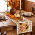 thumbnail image 6 of Thanksgiving Pumpkins Table Runner - 90 Inch Long Fall Maple Leaves Berries Tan Check Cotton and Linen Blended Dress Scarves Farmhouse Table Runner for Kitchen Dining, Coffee Table, 13" x 90", 6 of 8