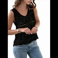 thumbnail image 2 of Camiseta Sin Mangas de Verano para Mujer, , con Cuello en V y Crochet, Color Negro, Talla M, 2 of 8