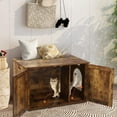 thumbnail image 5 of Cat Litter Box Enclosure, Litter Box Furniture Hidden with Removable Divider, Wooden Cat Washroom Furniture, Indoor Cat House, Rustic Brown, 5 of 16