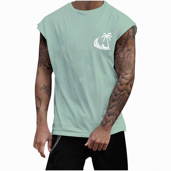 NOLDARES Men's Breathe Tank Tops Workout Swim Beach Shirts Sleeveless Shirts for Bodybuilding Gym Fitness Training(Green,2XL)