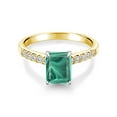 thumbnail image 2 of Gem Stone King 3.70 Ct Green Malachite E-F Lab Grown Diamond 10K Yellow and White Gold Ring (Size 9), 2 of 4