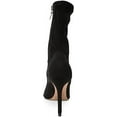 thumbnail image 3 of Schutz Luh Black Stretch Suede Gold Pointed Toe Stiletto Heel Fitted Ankle Boots (Black, 7), 3 of 6