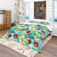 thumbnail image 1 of Designart 'Vivid Blue Floral Pattern' Bohemian & Eclectic Bedding Set - Duvet Cover & Shams, 1 of 4