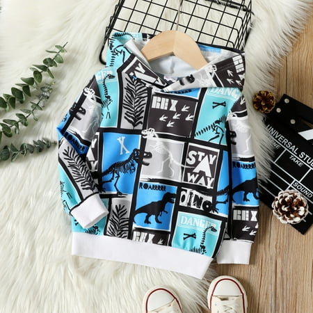 

PatPat Toddler Boy Colorblock Animal Dinosaur Print Hoodie Sweatshirt
