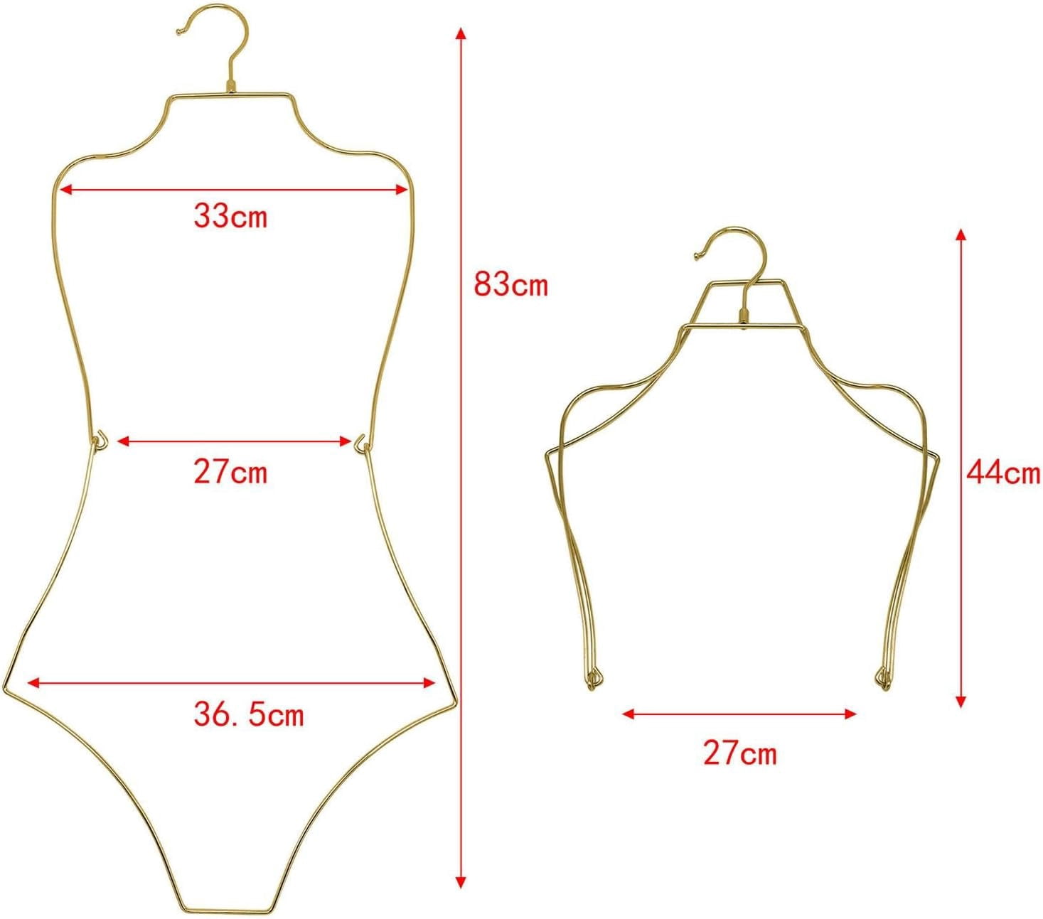ABPETE Swimsuit Hanger Lingerie Hanger Bathing Suit Hanger Display Hanger,Bikini Hanger Body Shape Display Rack Adults Accessories, Gold