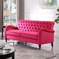thumbnail image 2 of Chesterfield Sofa,Velvet Upholstered 3 Seater Couch with Padded Seat Cushion and Button Tufted Backrest,Modern Sofa for Living Room with Scroll Arms & Solid Wood Legs, 2 of 9