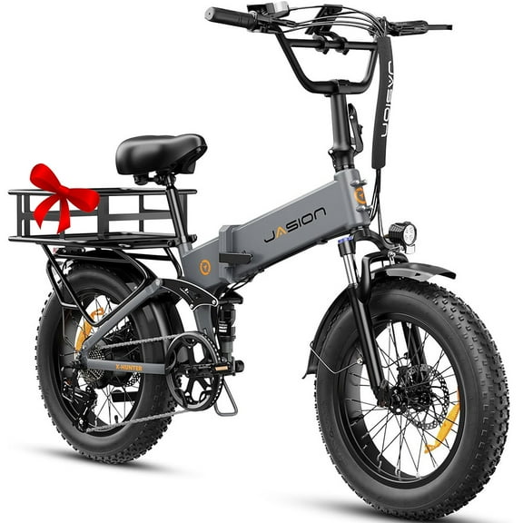 Jasion X-Hunter Electric Bike for Adults, 750W Motor Electric Bicycle with 48V 13AH Removable Battery, 20" x4.0 Fat Tire Folding Ebike, Full Suspension, 7-Speed Bicycles