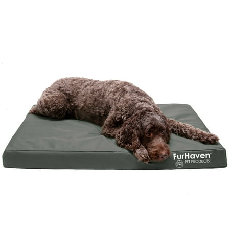 UPC: 0842229120318 | FurHaven Pet Products Furhaven Logo Indoor/Outdoor Deluxe Orthopedic Pet Bed for Dogs & Cats – Stone Gray Large