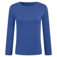 thumbnail image 6 of vigerkar Women Crewneck Loose Fit Shirt Long Sleeve Casual T Shirts Basic Top Tees (Blue, L), 6 of 6