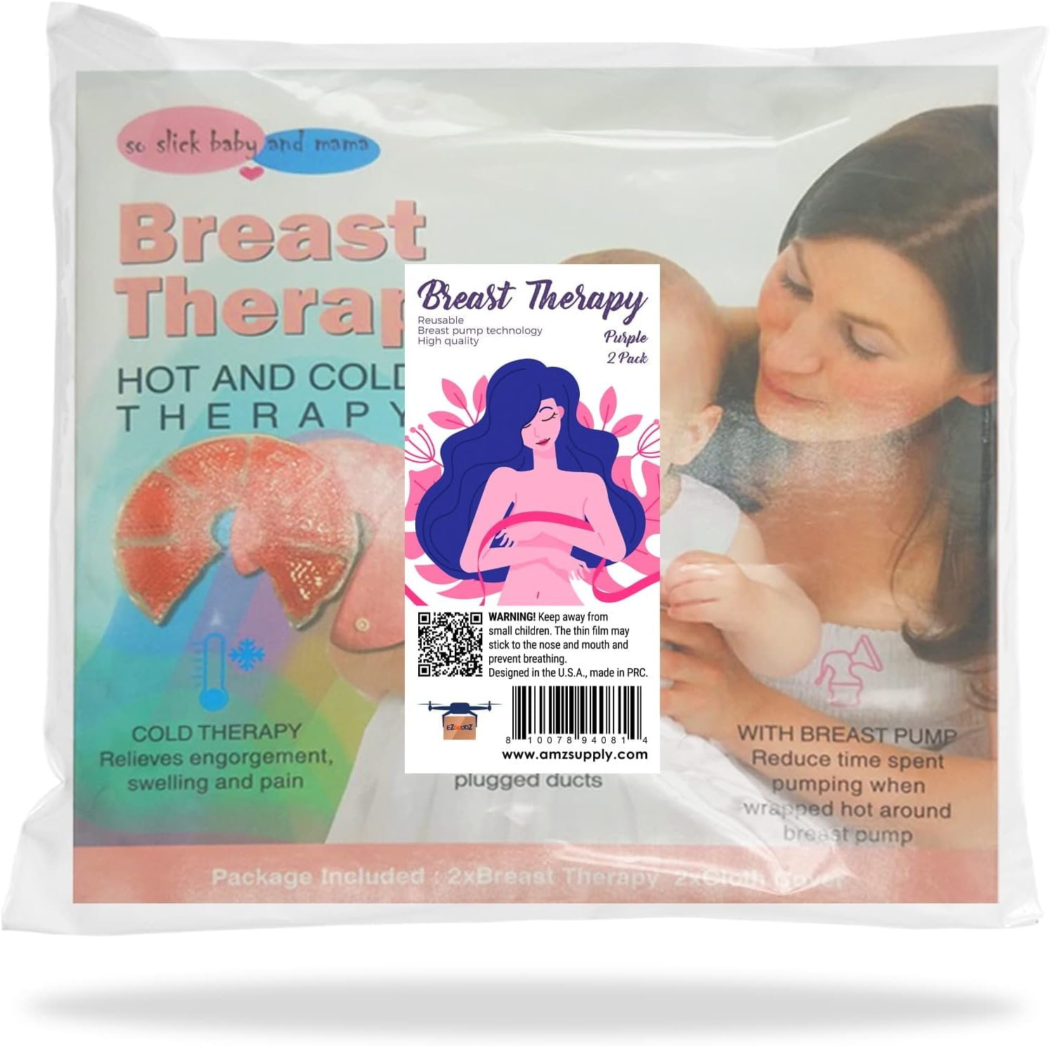 LuvLap Breast Hot & cold Pad for breastfeeding mothers, 2 pc Breast Therapy  Pack, Cold Therapy & Hot therapy for Pain Relief of Breastfeeding,  Mastitis, Engorgement, Purple