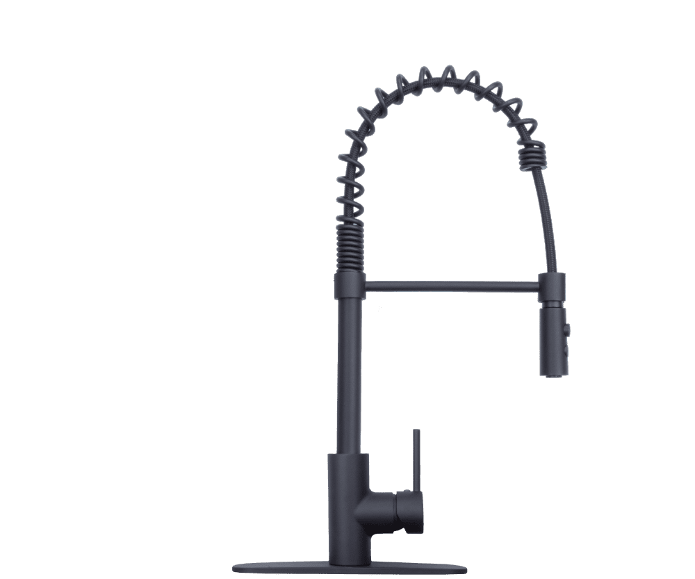 TEHILA White Utility Sink Laundry Vanity with Black Hi-Arc Coil Faucet and Soap Dispenser