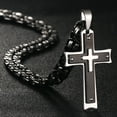 thumbnail image 2 of Lordluxury Men Chains 14K White Gold Chain Necklace Hip Hop Jewelry Cross Pendant Necklace Black colar masculino 55 60 65 70cm Long, 2 of 8