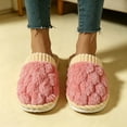 thumbnail image 6 of Viluyesy Womens Scuff Slippers Braided Fuzzy Plush Corduroy Trim Closed Toe Non Slip Warm Indoor House Slides Pink Size 6-7, 6 of 6