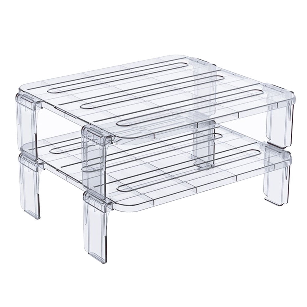 2pcs Refrigerator Organizer Shelf Fridge Stackable Storage Rack Kitchen Storage Rack