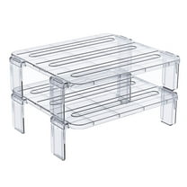 Beaupretty 2Pcs Kitchen Storage Rack Break Resistant Transparent Stackable Shelf for Fridge