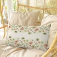 thumbnail image 4 of Watercolor Floral Pillow Covers, Linen Long Throw Pillow Case, Spring Green Flowers Botanical Beige Holiday Pillow Protector Decorative Cushion Cover for Living Room/Bedroom 20" x 36", 4 of 8