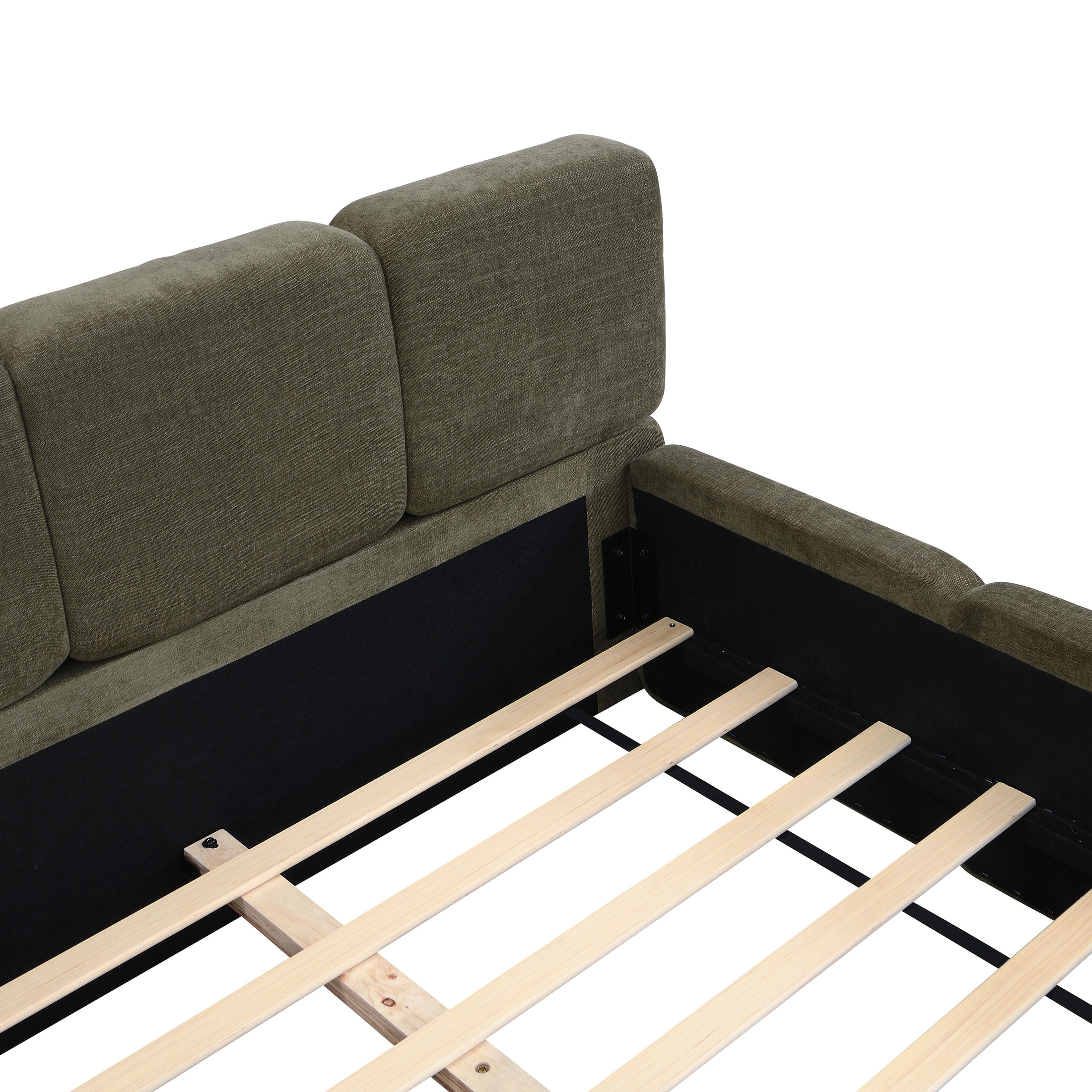 Christopher Knight Home 88.39" King Size Bed Frame, Thick Headboard Footboard, Linen Blend Upholstery, Green