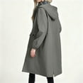 thumbnail image 4 of ClodeEU Women's Long Waterproof Rain Hooded Coats With Pockets,Casual Trendy Windbreaker Dark Gray,Womens Plus M, 4 of 6